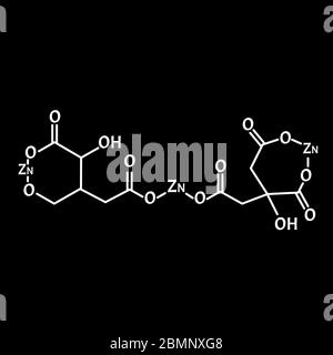 Le citrate de zinc est une formule chimique moléculaire. Infographies du zinc. Illustration vectorielle sur un arrière-plan isolé. Illustration de Vecteur