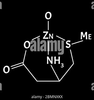 La monométhionine de zinc est une formule chimique moléculaire. Infographies du zinc. Illustration vectorielle sur un arrière-plan isolé. Illustration de Vecteur