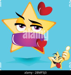 Illustration du masque d'amour et de bouche style de gradient d'étoile emoji. Icône vecteur de stock. Arrière-plan clair. Illustration de Vecteur