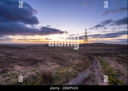 L'émetteur radio de Windy Hill, Milnrow, Greater Manchester. Banque D'Images