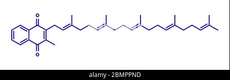 La vitamine K2 ou menaquinone molécule. Formule topologique. Banque D'Images