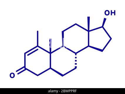 Méténolone anabolic steroid molécule. Utilisé (interdit) dans le dopage sportif. Formule topologique. Banque D'Images