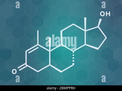 Méténolone anabolic steroid molécule. Utilisé (interdit) dans le dopage sportif. Formule topologique. Banque D'Images