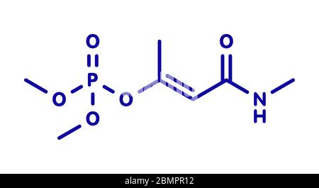 Le monocrotophos molécule d'insecticides organophosphorés. Aussi connu pour être polluant organique persistant. Formule topologique. Banque D'Images