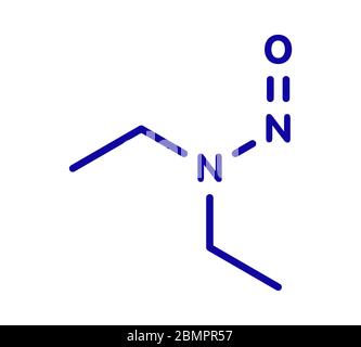 N-Nitroso-diéthylamine ou molécule cancérogène de l'AEDN. Formule topologique. Banque D'Images