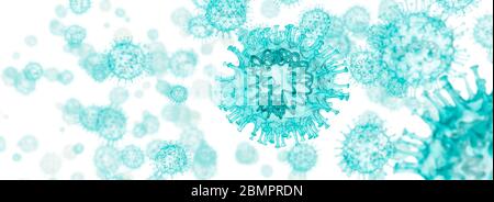 Particules de coronavirus. Illustration informatique des particules du coronavirus avec l'ARN (acide ribonucléique) à l'intérieur et les protéines à la surface. Banque D'Images