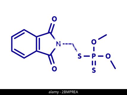 Molécule d'insecticide phosphophosphate. Formule squelettique. Banque D'Images