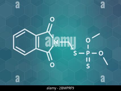 Molécule d'insecticide phosphophosphate. Formule squelettique. Banque D'Images