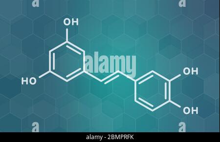 Piceatannol stilbenoid à base de molécule. Formule topologique. Banque D'Images