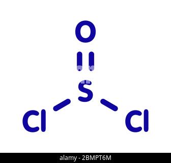 (Chlorure de thionyle SOCl2) réactif chimique, molécule. Formule topologique. Banque D'Images