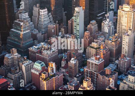 Manhattan bâtiments vus d'en haut, concept de densité de population, New York City, États-Unis d'Amérique. Banque D'Images