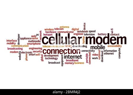 Concept de Cloud modem cellulaire sur fond blanc Banque D'Images