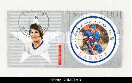 SEATTLE WASHINGTON - 10 mai 2020: Double timbre 2001 avec Denis Potvin, joueur de la LNH All Star Game. Scott # 1885d Banque D'Images