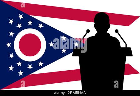 Ohio USA Drapeau contexte homme parle. Concept de conférence de présentation Business Man. Illustration de Vecteur