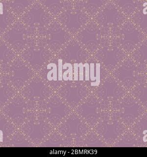 Arrière-plan élégant et sans couture avec motif fleuri complexe doré et violet. Arrière-plan de style victorien unique, motif sans couture pour le site Web, Illustration de Vecteur