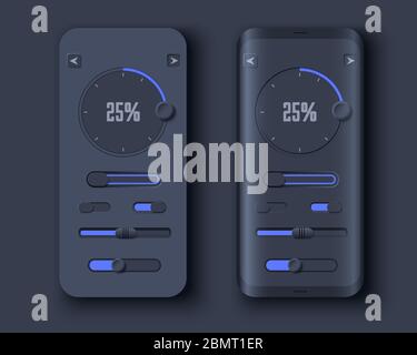 Kit d'interface utilisateur Neumorph sur l'écran du terminal Illustration de Vecteur