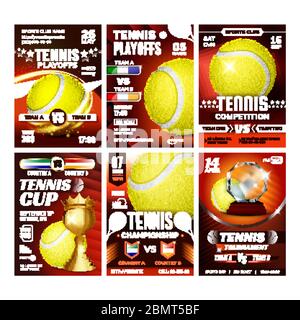 Jeu d'affiches cartes Promo sport tennis Vector Illustration de Vecteur