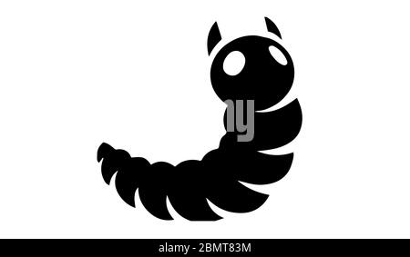 Silhouette Caterpillar sur fond blanc Banque D'Images