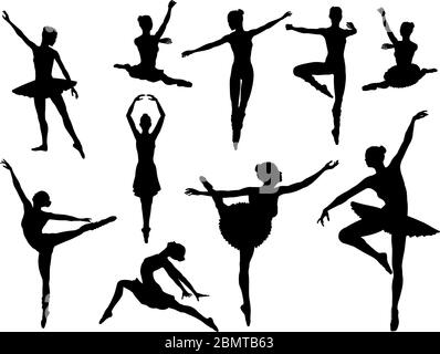 Danse Ballet danseuse Silhouettes Illustration de Vecteur