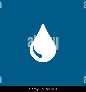 Icône goutte d'eau sur fond bleu. Illustration du vecteur de style plat bleu. Banque D'Images