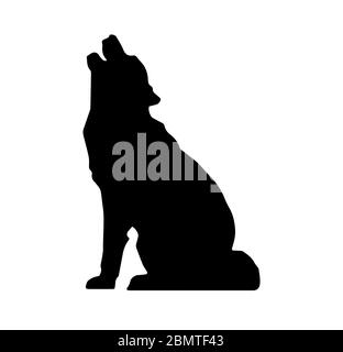 Silhouette de loup sur fond blanc Banque D'Images