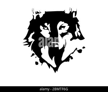 Silhouette de loup sur fond blanc Banque D'Images