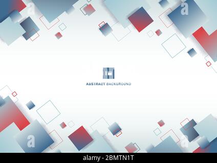 Motif géométrique carré de couleur dégradé rouge et bleu abstrait sur fond blanc avec espace pour votre texte. Illustration vectorielle Illustration de Vecteur