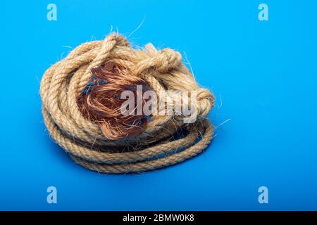 Filaments de cuivre, petits fils émetteurs et porteurs de courant électrique. Câbles en cuivre essentiels pour le transport de l'électricité. Banque D'Images