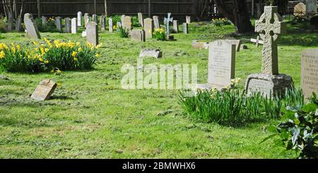 Cimetière. Cénetery. Wittering est. West Sussex printemps. Banque D'Images