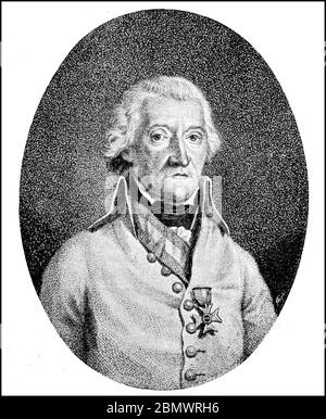 Johann Conrad Friedrich Freiherr von Hotze, en fait Johann Konrad Hotz, 20 avril 1739 - 25 septembre 1799, était un lieutenant marshal impérial-royal d'origine suisse / Johann Konrad Friedrich Freiherr von Hotze, eigentlich Johann Konrad Hotz, 20. 1739 - 25 avril. Septembre 1799, war ein kaiserlich-königlicher Feldmarschallleutnant, schweizerischer Herkunft, Historisch, historique, numérique reproduction améliorée d'un original du XIXe siècle / digitale Reproduktion einer Originalvorlage aus dem 19. Jahrhundert, Banque D'Images