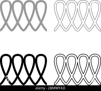 Cuisson à induction spirale électrique symbole de chaleur type surfaces de cuisson signe ustensile panneau destination icône contour ensemble noir gris vecteur de couleur Illustration de Vecteur