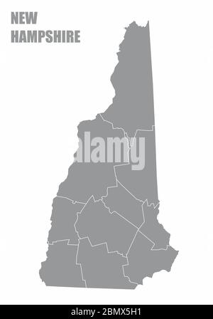 Carte des comtés de l'État du New Hampshire Illustration de Vecteur