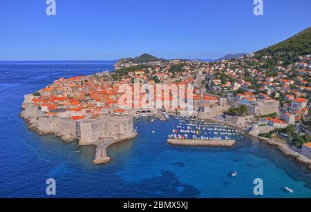 Vue aérienne de la vieille ville de Dubrovnik Banque D'Images