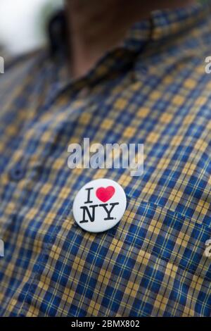 J'adore le logo NY sur un badge Banque D'Images