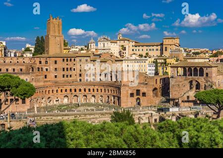 ROME, ITALIE - 23 SEPTEMBRE 2018 : marché de Trajan à Rome, Italie. Le marché de Trajan est un grand complexe de ruines à Rome, fondé à 113 Banque D'Images