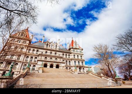Escalier vue à proximité du bâtiment du Capitole de l'État de New York, Albany, NY, USA Banque D'Images