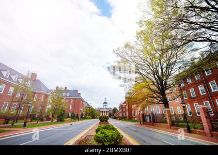 Bladen Street route principale à Annapolis vers Maryland State House Capitol Building ma, USA Banque D'Images