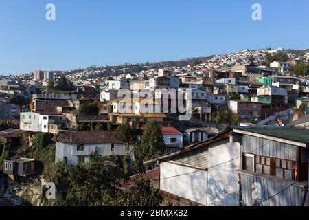 Valparaiso, Chili - 09 août 2019 : vue sur l'une des collines de la ville Banque D'Images