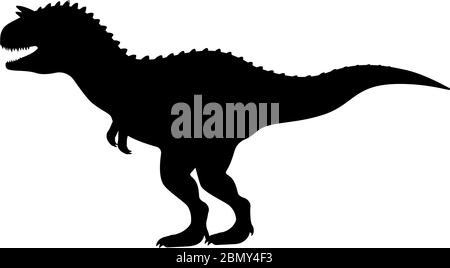 Silhouette de Carnotaurus. Illustration vectorielle silhouette noire d'un dinosaure carnotaurus isolé sur un fond blanc. Icône de logo dinosaure, vue latérale p Illustration de Vecteur