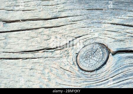 Particules de pin blanchi à la chaux de la maison avec noeud et fermeture fissurée. Texture, arrière-plan Banque D'Images