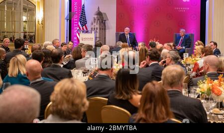 Le secrétaire Pompeo prononce une allocution devant le secrétaire d’État de l’institution Hoover, Michael R. Pompeo, prononce une allocution devant l’institution Hoover à Washington D.C., le 23 février 2020. Banque D'Images