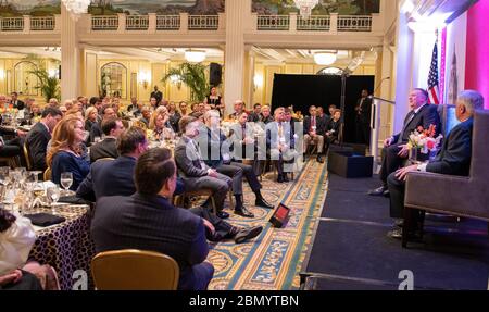 Le secrétaire Pompeo prononce une allocution devant le secrétaire d’État de l’institution Hoover, Michael R. Pompeo, prononce une allocution devant l’institution Hoover à Washington D.C., le 23 février 2020. Banque D'Images