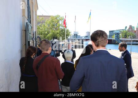 Le secrétaire d'État adjoint John Sullivan s'adresse à la presse à Copenhague, au Danemark, le 27 juin 2018, pour discuter des relations entre les États-Unis et le Danemark et de la politique mondiale. Banque D'Images