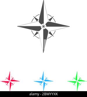Boussole, icône windrose plate. Pictogramme de couleur sur fond blanc. Symbole d'illustration vectorielle et icônes bonus Illustration de Vecteur