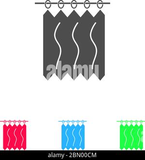 Rideaux à plat. Pictogramme de couleur sur fond blanc. Symbole d'illustration vectorielle et icônes bonus Illustration de Vecteur