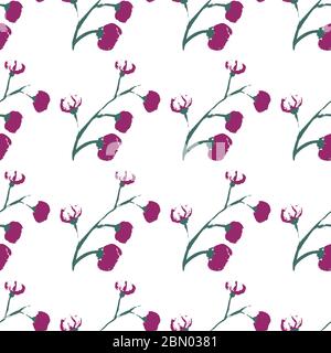 Un motif de feuilles et de fleurs dessiné à la main. Illustration de Vecteur