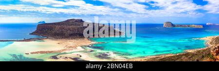 Les plus beaux endroits et plages de l'île de Crète - baie de Balos (Gramvousa). Grèce Banque D'Images