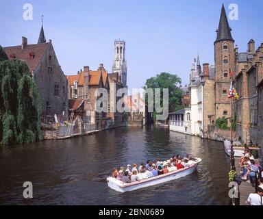 Excursions en bateau sur le canal de Rozenhoedkaai, Bruges (Bruges), province de Flandre Occidentale, Royaume de Belgique. Banque D'Images