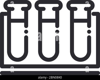 tube à essai en rack pour laboratoire chimique science et recherche vecteur illustration icône de style ligne Illustration de Vecteur