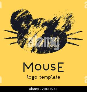 Le logo de la souris sur fond jaune. Illustration de Vecteur